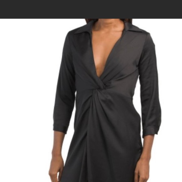 NWT TAYLOR Black Satin Font knot dress Sz. 4 - Picture 2 of 8